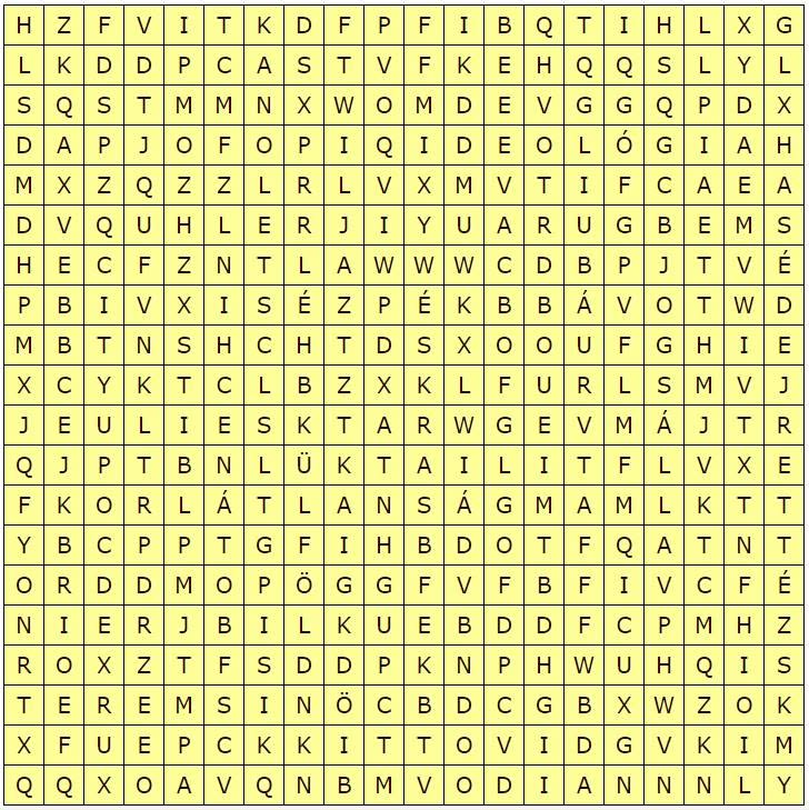 Jupiter-analógiákat rejtő betűrács